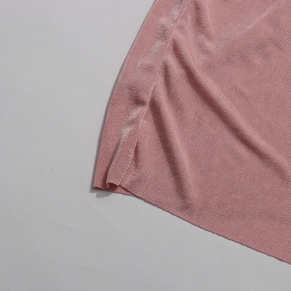 Slight stretch fabric, skirt detail of the pink Layla Gathered maxi dress