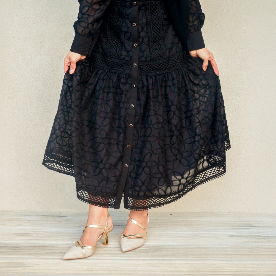 Celeste Bloom Embroidered Lace Midi